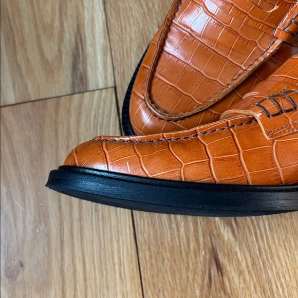 Men’s Vinny’s “Townee” leather crocodile brown loafers Sz 40 - Picture 10 of 12